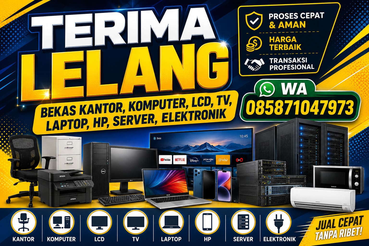 Lelang Barang Bekas Kantor Bandung: Komputer, Laptop & Elektronik Harga Tinggi