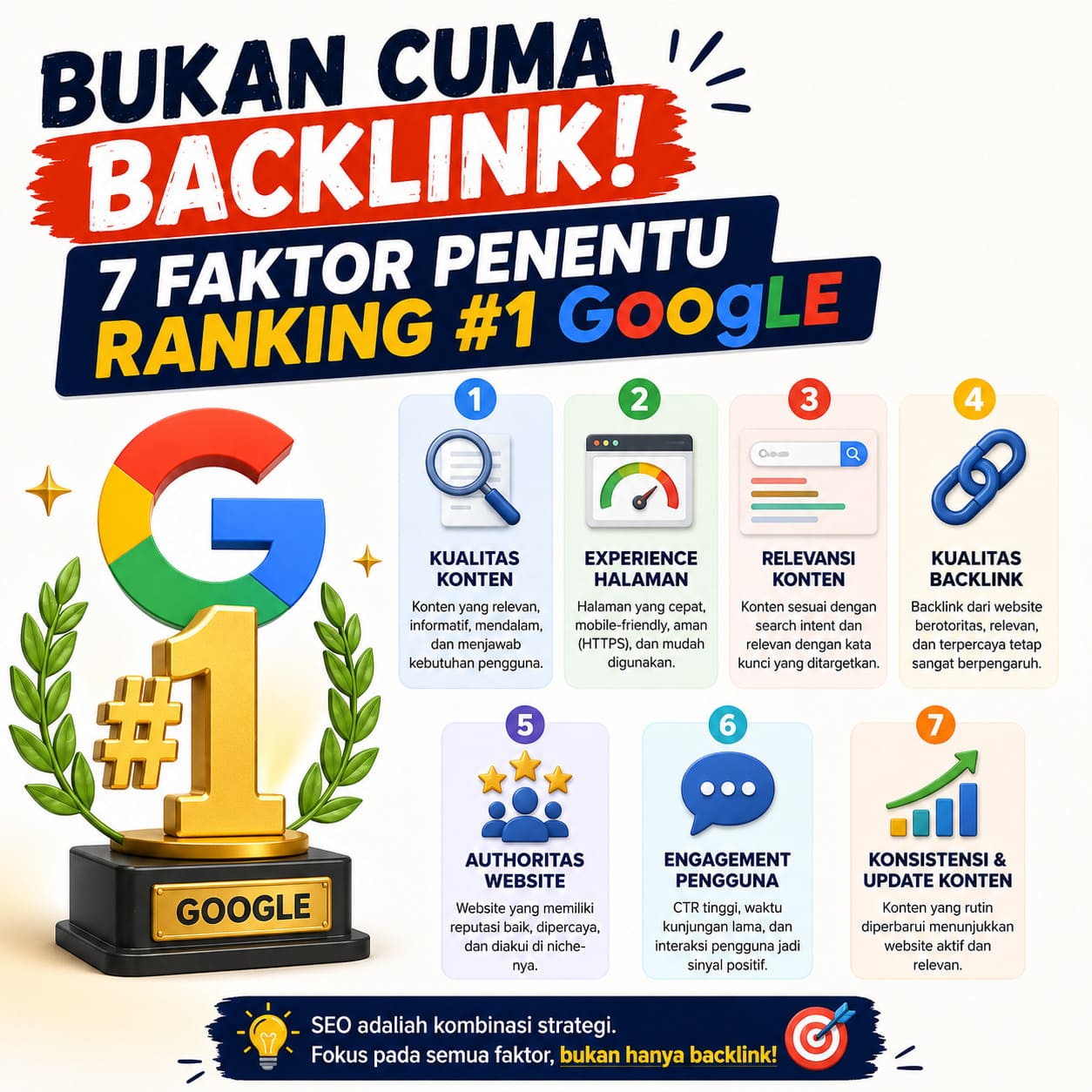 Bukan Cuma Backlink! 7 Faktor Penentu Ranking #1 Google