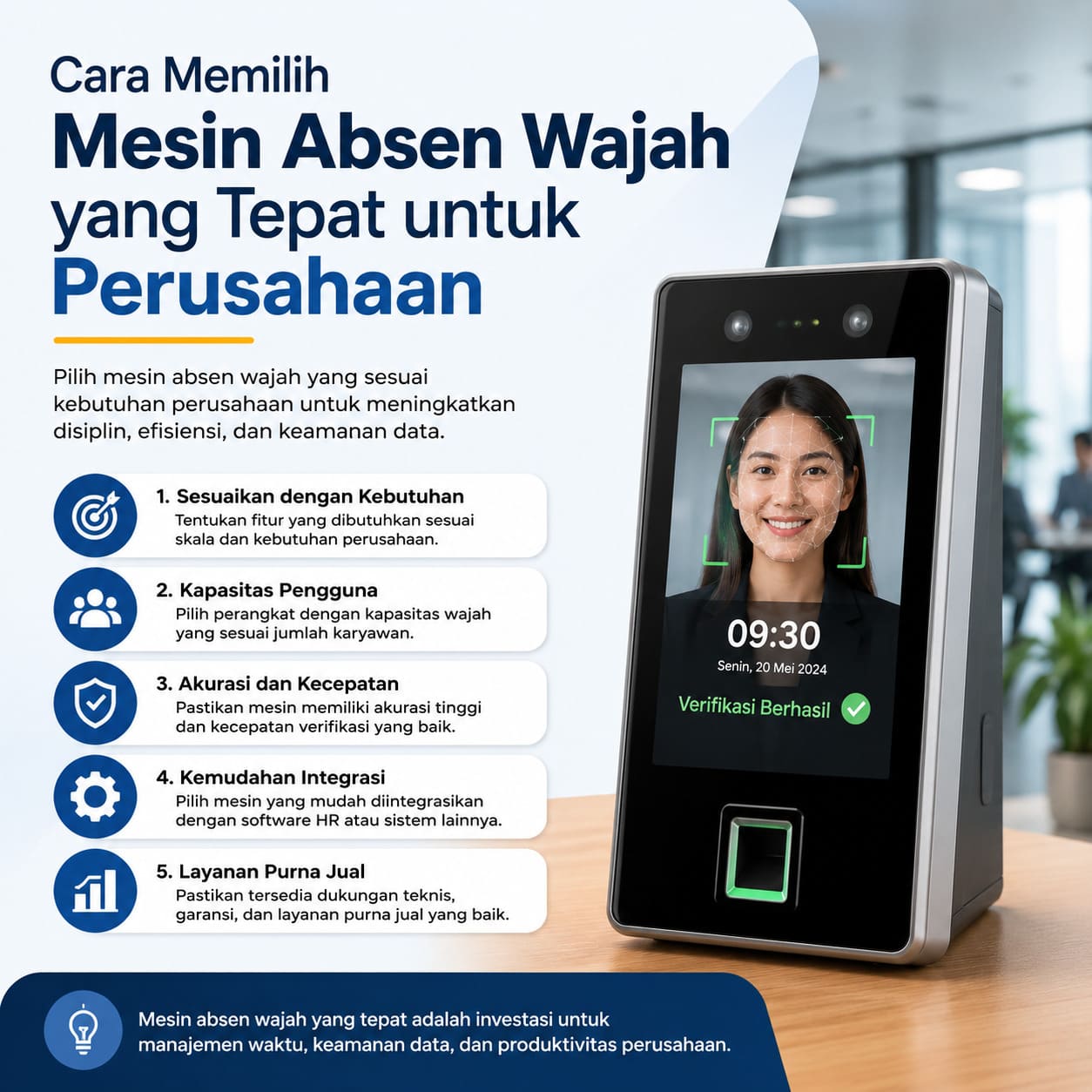 Cara Memilih Mesin Absen Wajah yang Tepat untuk Perusahaan